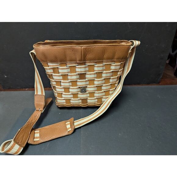 Longaberger 2010 Basket purse Saddlebag shoulder strap Napa Stripe - Picture 1 of 10
